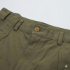Women's High-Waisted Wide Leg Cargo Pants - Olive Green Utility Cotton Twill Trousers with Unique Heart-Shaped Leather Patch & Oversized Pockets
