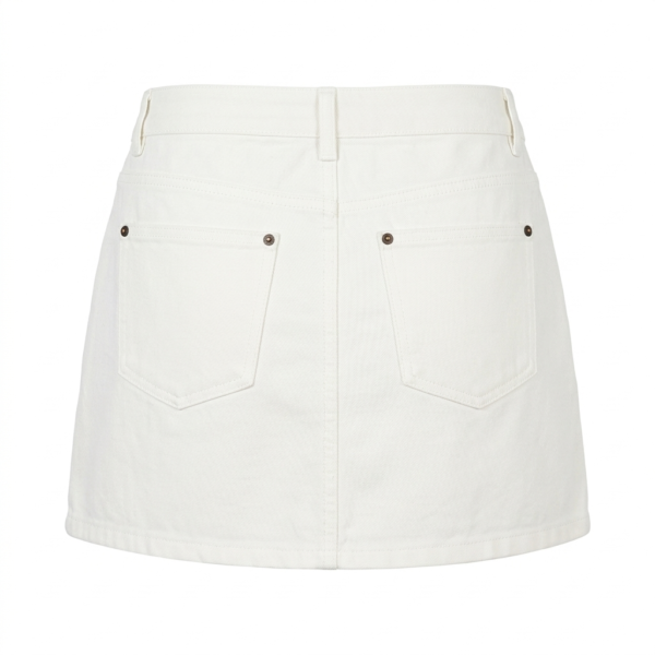 Women's Classic White Denim Mini Skirt - High Waisted A-Line Woven Cotton Skirt with 5-Pocket Styling, Versatile Casual Summer Skirt