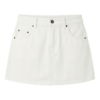 Women's Classic White Denim Mini Skirt - High Waisted A-Line Woven Cotton Skirt with 5-Pocket Styling, Versatile Casual Summer Skirt