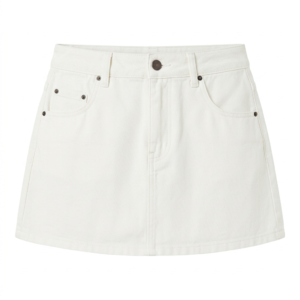 Women's Classic White Denim Mini Skirt - High Waisted A-Line Woven Cotton Skirt with 5-Pocket Styling, Versatile Casual Summer Skirt