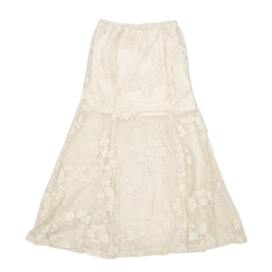 Women's Boho High Waisted Lace Maxi Skirt - Elegant Crochet Floral Mesh Long Skirts with Full Lining, Flowy A-Line Beach Party Skirt