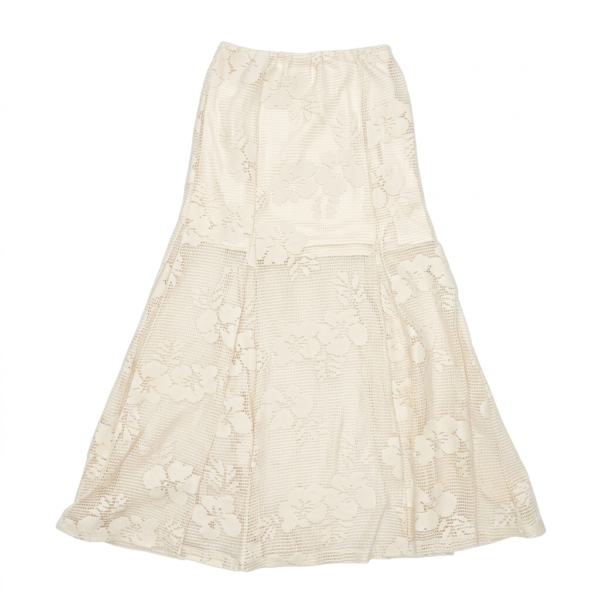 Women's Boho High Waisted Lace Maxi Skirt - Elegant Crochet Floral Mesh Long Skirts with Full Lining, Flowy A-Line Beach Party Skirt