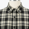 Women's Classic Black and Cream Plaid Flannel Long Sleeve Button-Down Shirt, Regular Fit Cotton Tartan Casual Top