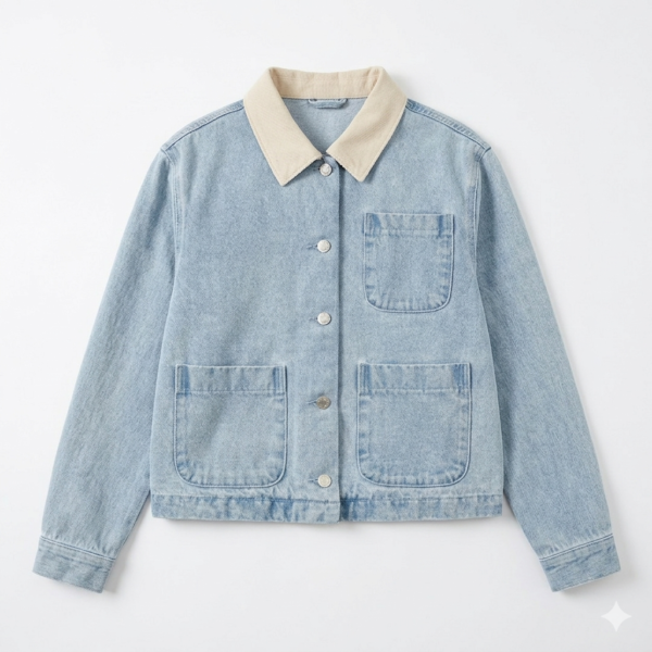 Gemini_Generated_Image_xk6qfyxk6qfyxk6q Women's Oversized Light Wash Denim Shacket Jacket with Cream Sherpa Collar, Front Button-Down Cropped Jean Coat, Four-Pocket Design